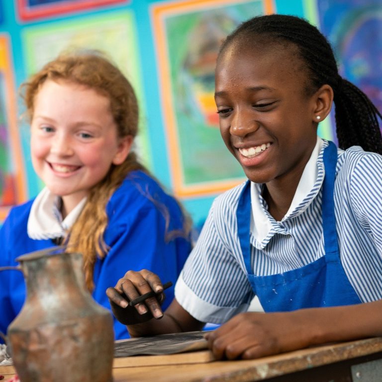 girls in an art lesson