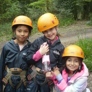 pupils wearing helmets