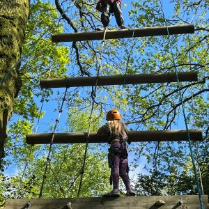 children completing an obstacle course