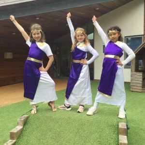 girls dressed as romans