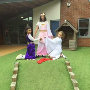 girls dressed as romans