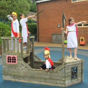 children pretending to be romans